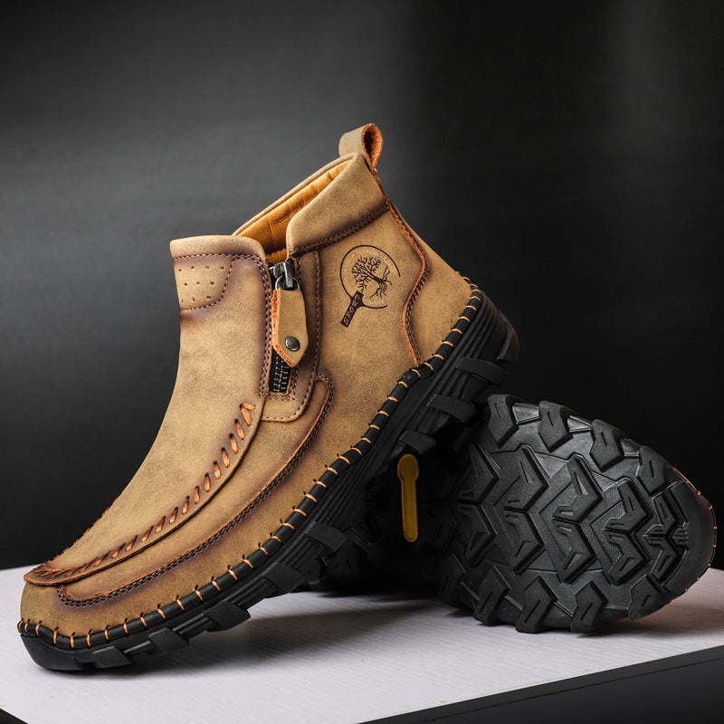 Genuine Leather Boots Men'S Leather Boots Breathable Soft Waterproof Boots Thick-Soled Men'S Shoes Men'S High-Top Martin Boots Snow Boots - Image 1