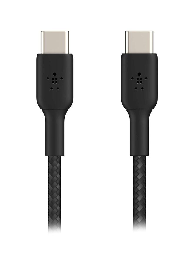 بيلكين كابل Usb-C إلى Usb-C مضفر من بيلكين (كابل شحن سريع Usb Type-C لأجهزة سامسونج، وبكسل، وآي باد برو والمزيد) - بطول 1 م، أسود أسود - Image 1