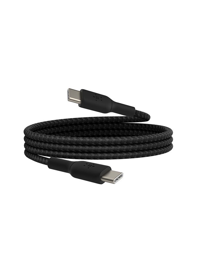 بيلكين كابل Usb-C إلى Usb-C مضفر من بيلكين (كابل شحن سريع Usb Type-C لأجهزة سامسونج، وبكسل، وآي باد برو والمزيد) - بطول 1 م، أسود أسود - Image 1