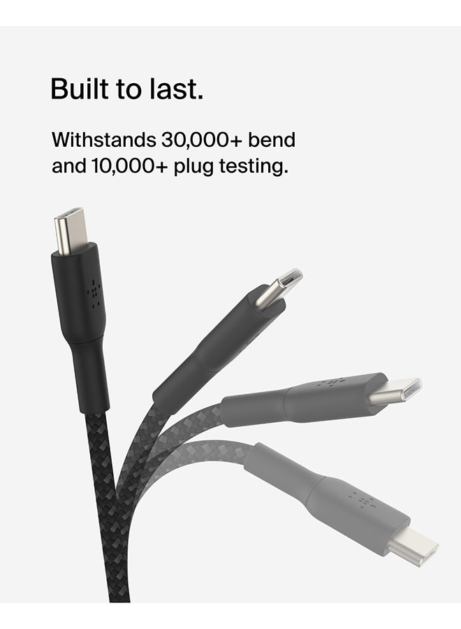 بيلكين كابل Usb-C إلى Usb-C مضفر من بيلكين (كابل شحن سريع Usb Type-C لأجهزة سامسونج، وبكسل، وآي باد برو والمزيد) - بطول 1 م، أسود أسود - Image 4
