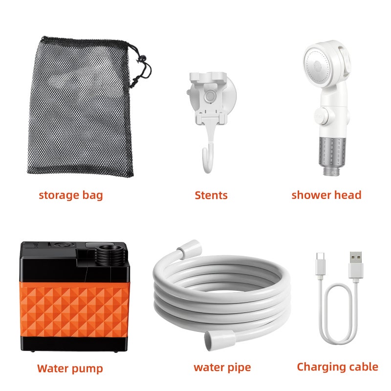 Portable Camping Shower: 5200mAh Rechargeable Battery, Powerful 7L/Min Flow - Smart LED Display, Kink-Proof 2M Hose for Outdoor Camping, Hiking, RV Travel & Pet Cleaning - Image 3