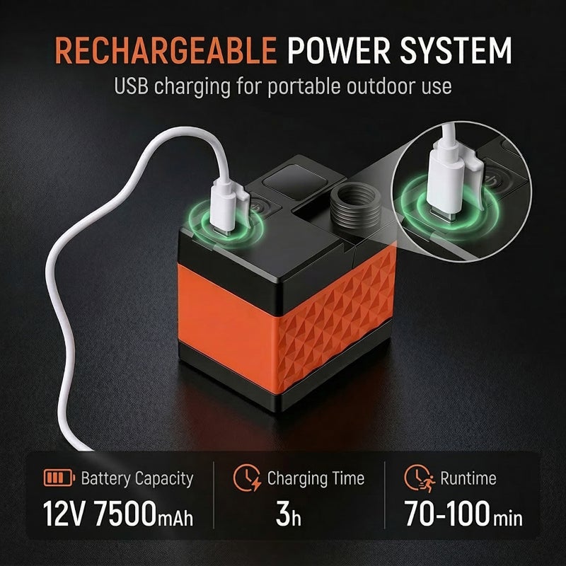 Portable Camping Shower: 5200mAh Rechargeable Battery, Powerful 7L/Min Flow - Smart LED Display, Kink-Proof 2M Hose for Outdoor Camping, Hiking, RV Travel & Pet Cleaning - Image 4