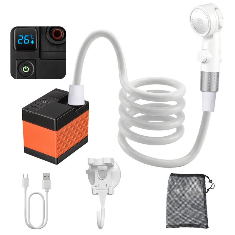 Portable Camping Shower: 5200mAh Rechargeable Battery, Powerful 7L/Min Flow - Smart LED Display, Kink-Proof 2M Hose for Outdoor Camping, Hiking, RV Travel & Pet Cleaning - Image 2