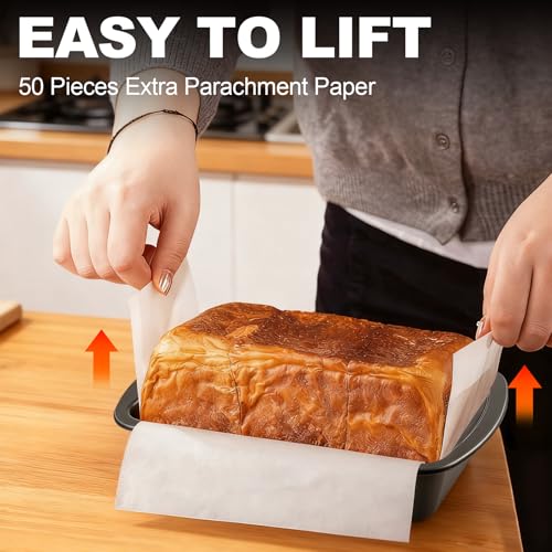 Shinsin 9x5 Loaf Pan with Liners Set, 2-Pack Nonstick Bread Pan and 50pcs Loaf Liners for Homemade Oven Baking - Heavy-gauge Rectangular Baking Tray for Home Baker Make Sourdough Banana Sandwich Bread - Image 4