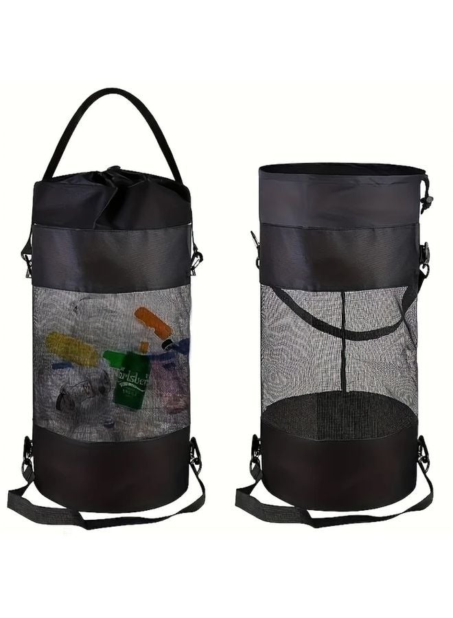 Multifunctional Portable Marine Trash Bin Reusable Durable Oxford Cloth Black - Image 2