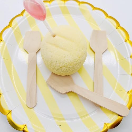 V4L 4 Inches Mini Ice Cream Wooden Spoons Wood Mini Taster Spoons Gelato Spoons Disposable for Crafts Ice Creams Sampling Tasting Pack of 50 - Image 4