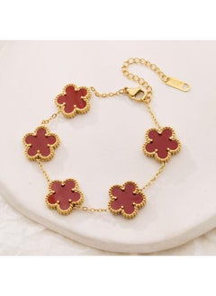 نيبمينينت Five-leaf Clover Online Popular 8k Gold Plated Double-sided Ol Fritillary Bracelet Delivery 