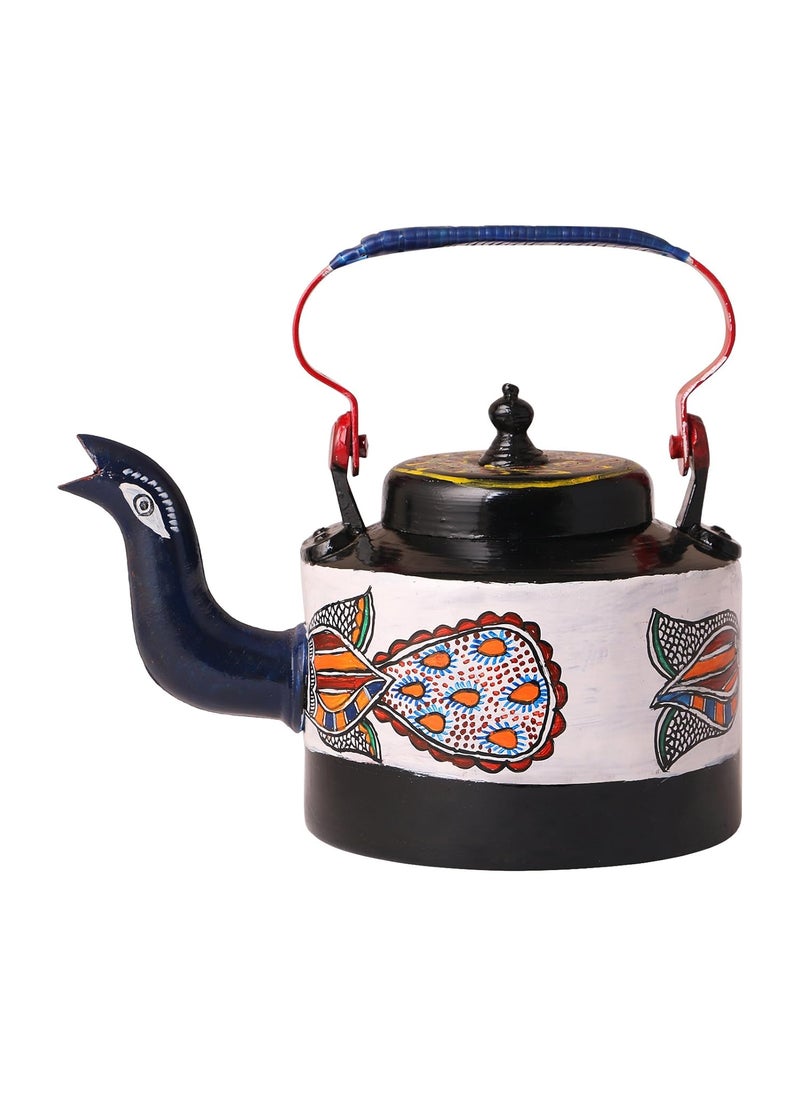 iMithila iMithila Madhubani Folk Art Designer Handpainted TeaCoffee Kettle with a Beautiful Peacock  - Image 3