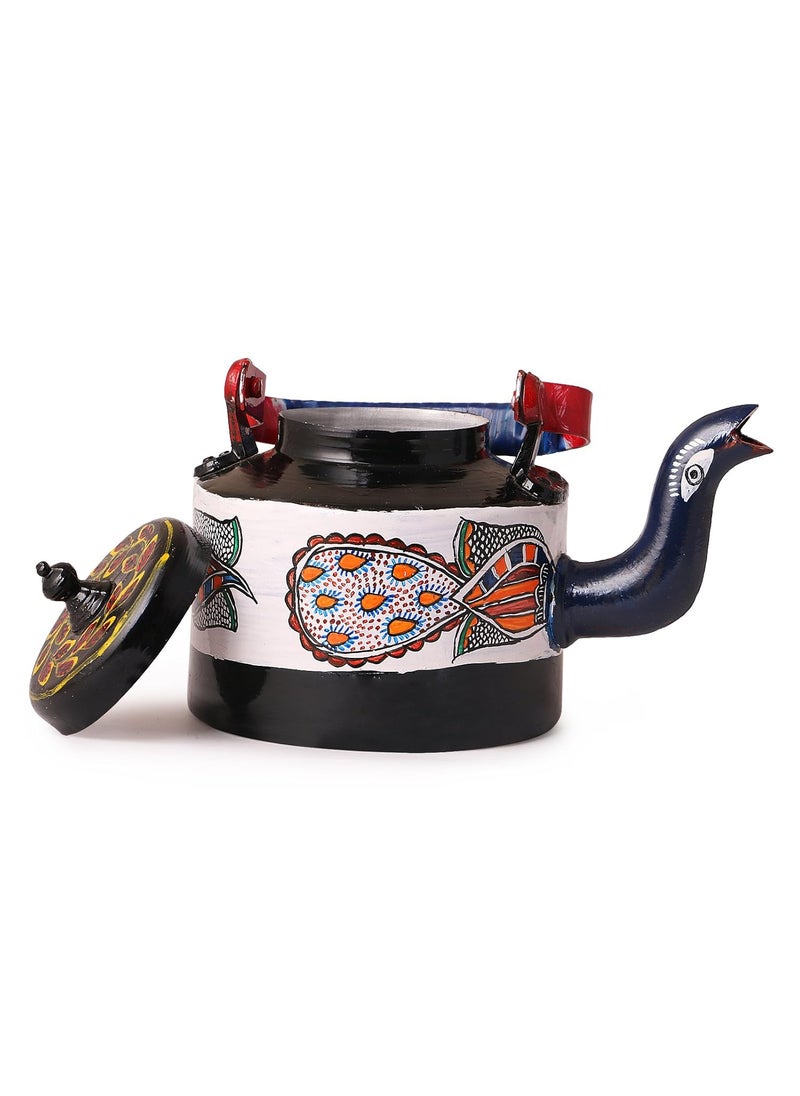 iMithila iMithila Madhubani Folk Art Designer Handpainted TeaCoffee Kettle with a Beautiful Peacock  - Image 2