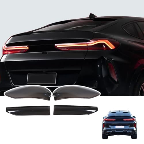JONKOKO ABS Black Rear Tail Light Lens Taillight Kit Compatible with BMW X6 G06 X6M 2020-2025 Car Rear Lamp Shade Brake Indicator Light Reversing Lamp Blackened Tail Lamp Cover Accessories - Image 1