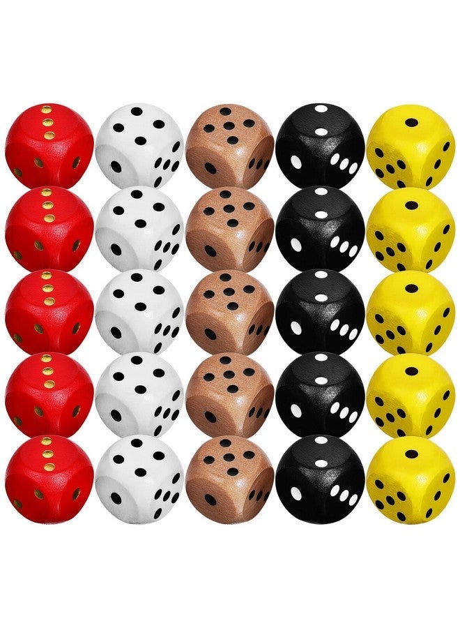 Toyvian 25pcs Dice Set Colored Wooden Dice, 16mm Board Games Dice 6 Sided Dice Set Bulk Rounded Corners Dice for Dices Game, Classroom Teaching, Board Games - Image 1