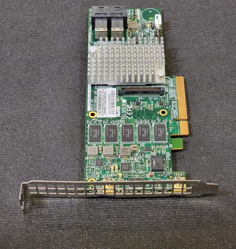 Supermicro AOC-S3108L-H8IR-16DD Add-on Card - Storage controller (RAID) - 8 Channel - SATA 6Gb/s/SAS 12Gb/s low profile - 1.2 GBps - RAID 0, 1, 5, 6, 10, 50, 60 - PCIe 3.0 - Image 1