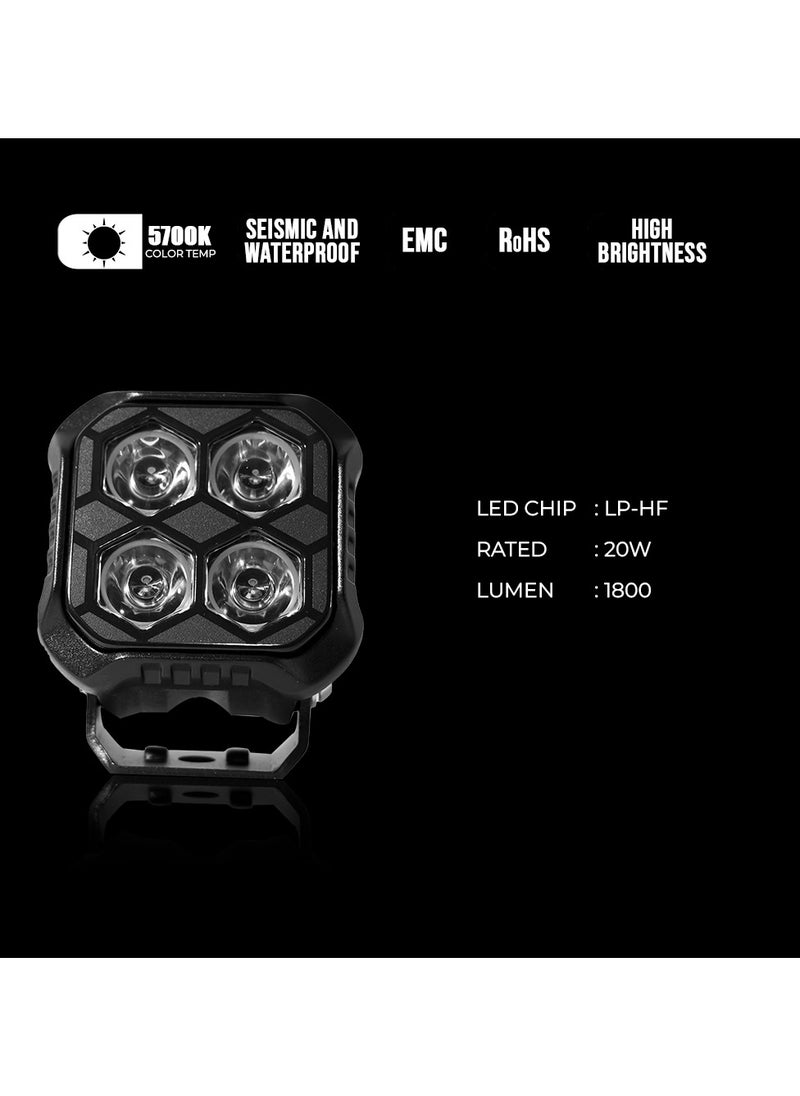 Toby's Toby’s New Launched 3" 20W LED Work Light 1800LM LED Light Bar Off Road Driving Light Mini Auxiliary Headlight 2 pieces  - Image 5