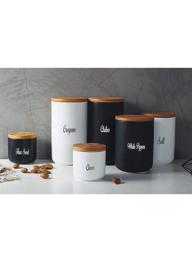 بريميفي 214 ملصقات مطبخ، ملصقات مخزن باللونين الأبيض والأسود - ملصقات للبرطمانات، ملصقات التوابل/الأطعمة، ملصقات برطمانات مكتوب عليها نص مقاوم للماء، ملصقات تنظيم المطبخ للأكواب الزجاجية والحاويات والصناديق - Image 4