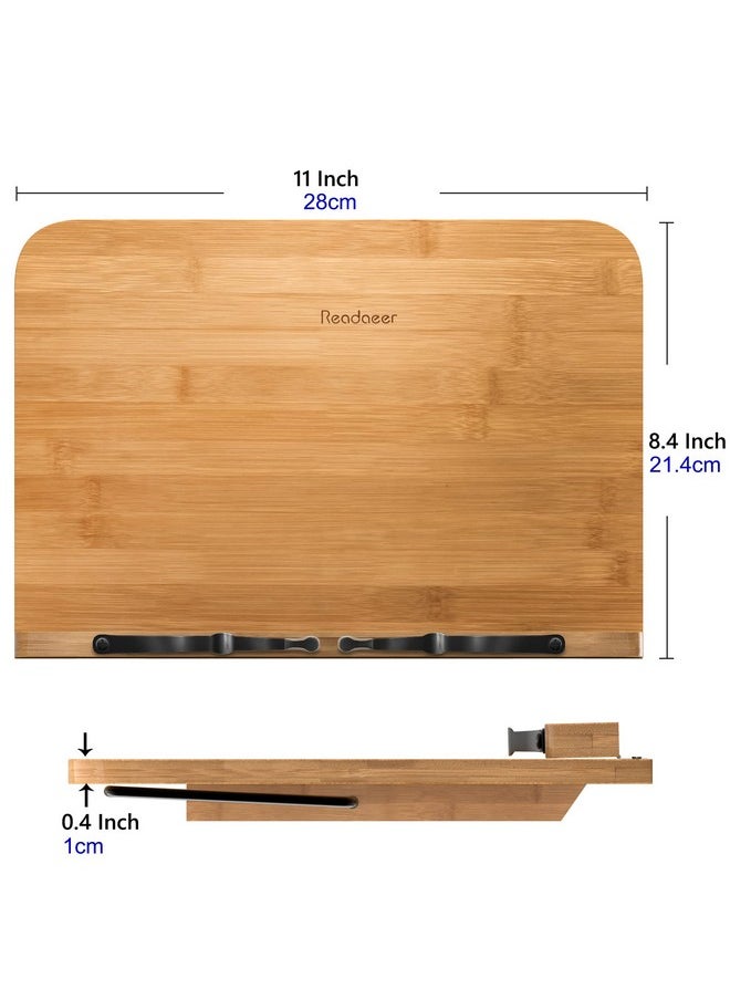 Readaeer - Cookbook Stand For Kitchen, Foldable Bamboo Book Stand For Reading With 6 Adjustable Height - Image 1