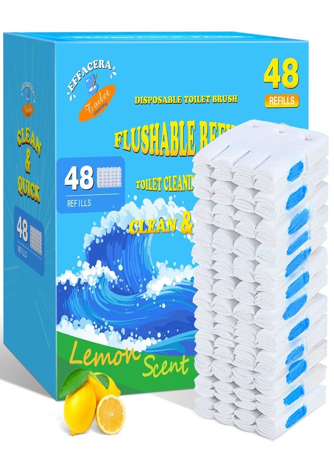 Effacera 48 Count Flushable Toilet Refills, Disposable Toilet Bowl Paper Bulk, Fresh Flushable Toilet Brush Refill Pads for Toilet and Bathroom, Toilet Brush Accessories (No Handle) - Image 1