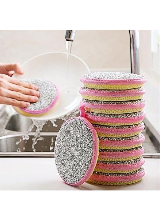 Pamidhar Pamidhar DoubleSided Cleaning Sponge Brush MultiPurpose Stainless Steel Dishwashing Scrubber for Kitchen Bathroom Multicolor Pack of 5  - Image 1