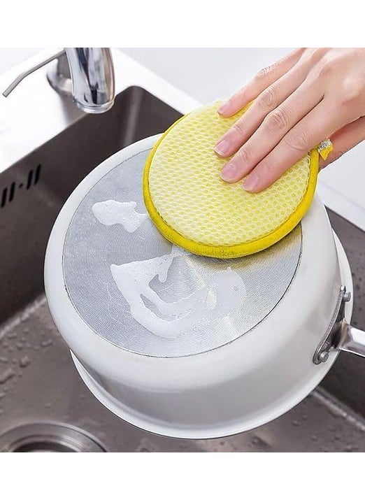 Pamidhar Pamidhar DoubleSided Cleaning Sponge Brush MultiPurpose Stainless Steel Dishwashing Scrubber for Kitchen Bathroom Multicolor Pack of 5  - Image 3