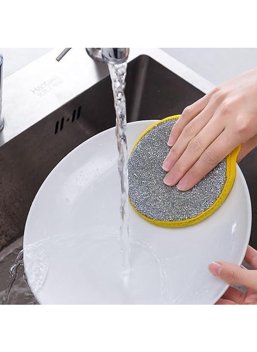 Pamidhar Pamidhar DoubleSided Cleaning Sponge Brush MultiPurpose Stainless Steel Dishwashing Scrubber for Kitchen Bathroom Multicolor Pack of 5  - Image 2