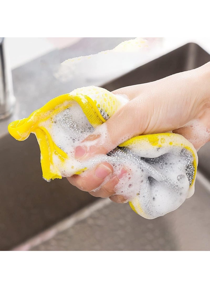 Pamidhar Pamidhar DoubleSided Cleaning Sponge Brush MultiPurpose Stainless Steel Dishwashing Scrubber for Kitchen Bathroom Multicolor Pack of 5  - Image 4