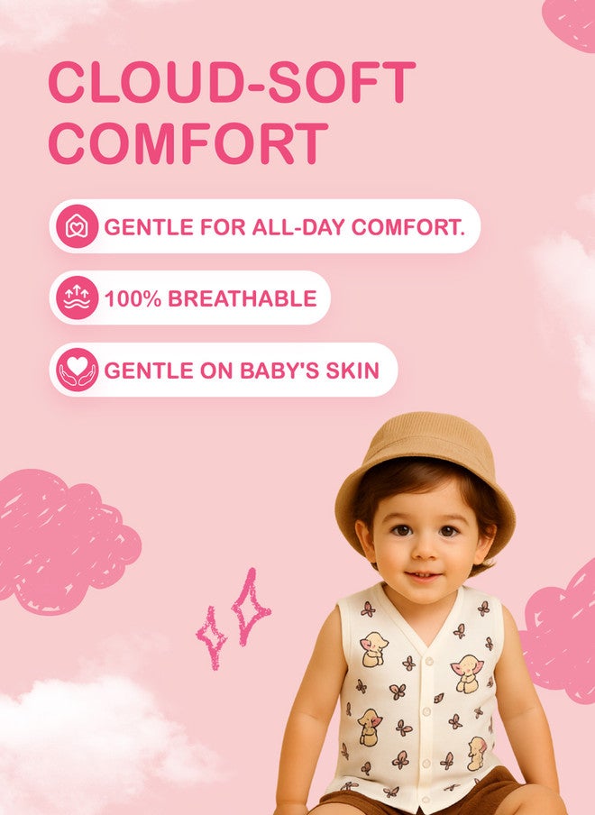 Kidbea سترة جابلا للأطفال من كيدبيا بطبعة فيل - بدون أكمام بتصميم V - Image 3