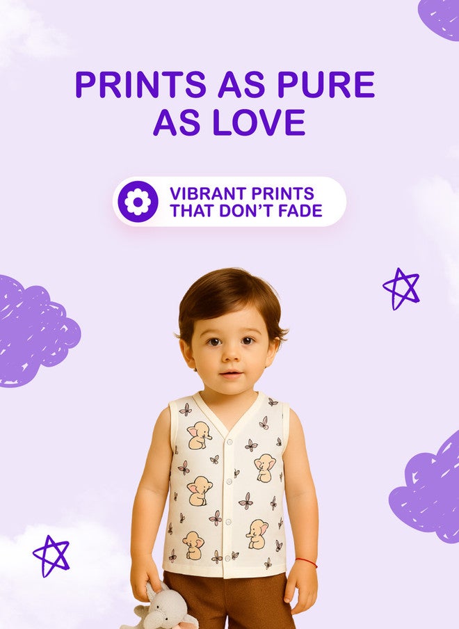 Kidbea سترة جابلا للأطفال من كيدبيا بطبعة فيل - بدون أكمام بتصميم V - Image 4