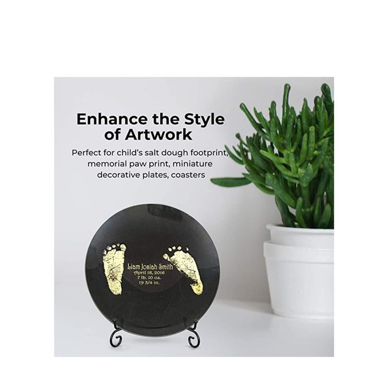 SOLARAE 4 Pack Iron Display Stand, Black Iron Easel Plate Display Photo Holder Stand, Displays Picture Frames, Cookbooks, Decorative Plates, Tablets and Art - Image 3