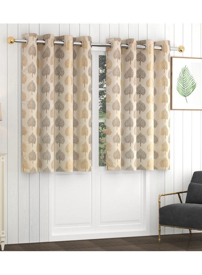 Yellow Weaves Yellow Weaves Rich Jacquard Fabric Semi Sheer Grommet Curtains for Window, Lilac Leaf, 5 Feet, Pack of 2, Beige Brown - Image 1
