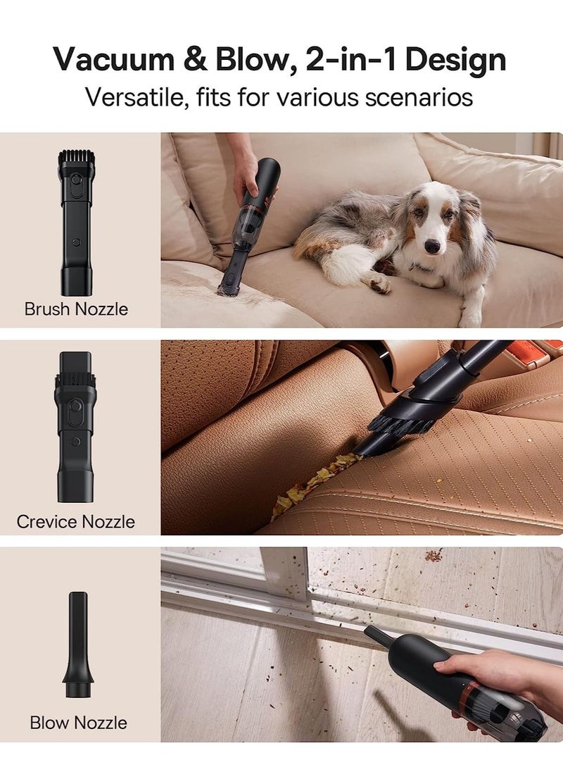 Baseus Handheld Vacuum Cleaner, Car Vacuum Cordless Rechargeable with Ultra Low Noise and 3H Type-C Fast Charging, Mini Portable Hand Held Vacuum Small Dust Buster for Dog/Cat Hair, Keyboard, Car and (Black)  - Image 4
