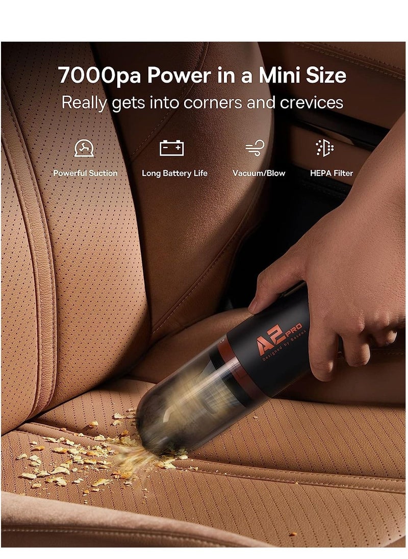 Baseus Handheld Vacuum Cleaner, Car Vacuum Cordless Rechargeable with Ultra Low Noise and 3H Type-C Fast Charging, Mini Portable Hand Held Vacuum Small Dust Buster for Dog/Cat Hair, Keyboard, Car and (Black)  - Image 2