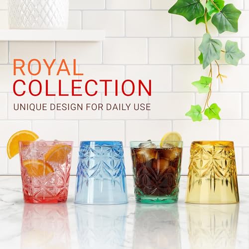 Bravario Royal Plastic Drinking Glasses,13 oz Set of 6, Plastic Cups Reusable Dishwasher Safe, Premium Juice & Water Tumblers for Home Kitchen Pool Party, Great Gift, BPA-Free Durable Mixed Colors - Image 2