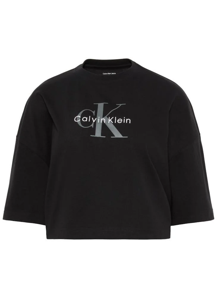 Calvin Klein Jeans  Casual Boxy Crop Monologo T-Shirt for Women | Best Price UAE