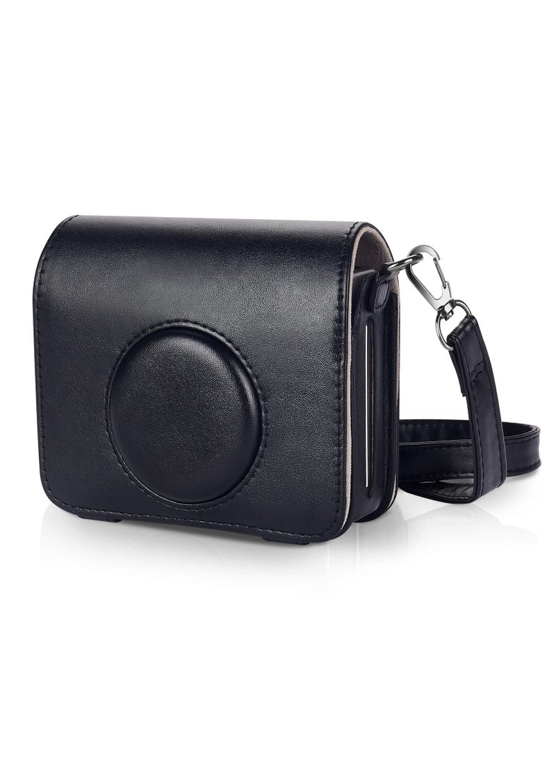 Protective Case Compatible with Fujifilm Mini EVO Hybrid Instant Camera-PU Leather Bag with Adjustable Shoulder Strap (Black) - Image 1