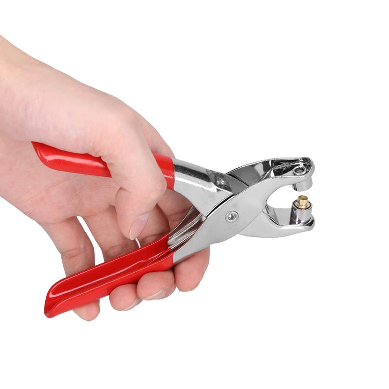 FUZHUI Grommet Eyelet Pliers Tool Kit - ChromePlated Plastic Dipping Handle 6In Red Hole Punch Tools with 100Pcs Rivets, for Fabric, Leather, Belt, Shoes, Clothes - Image 5