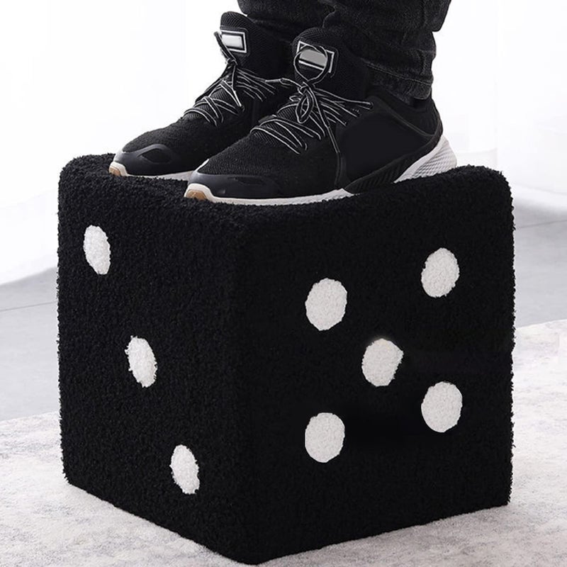 Bewinner Dice Cubic Foot Stool, Furry Footrest with Solid Wood Material, Stable Structure, Soft Comfortable Ottoman Foot Rest for Home Living Room Bedroom - Image 3
