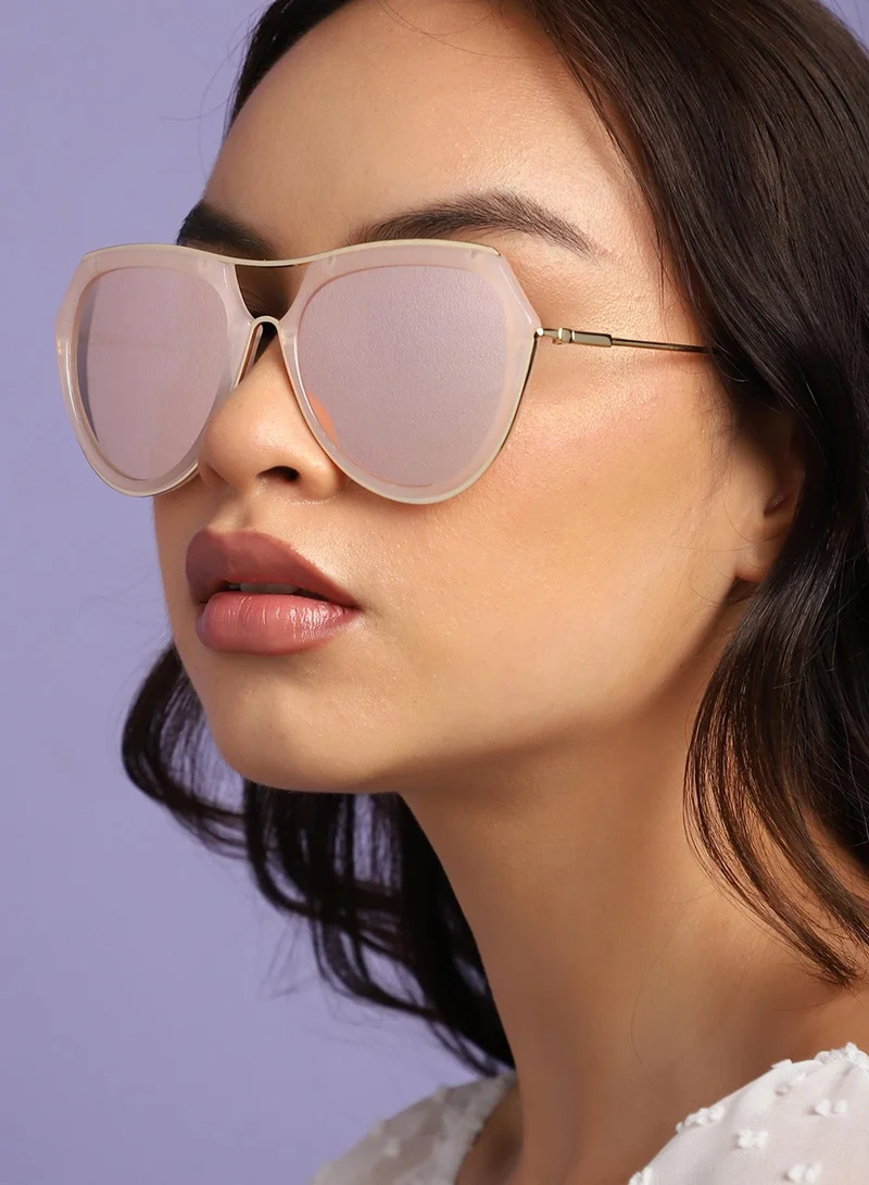 Haute Sauce Pink Tinted Lens Frame Oversized Sunglasses