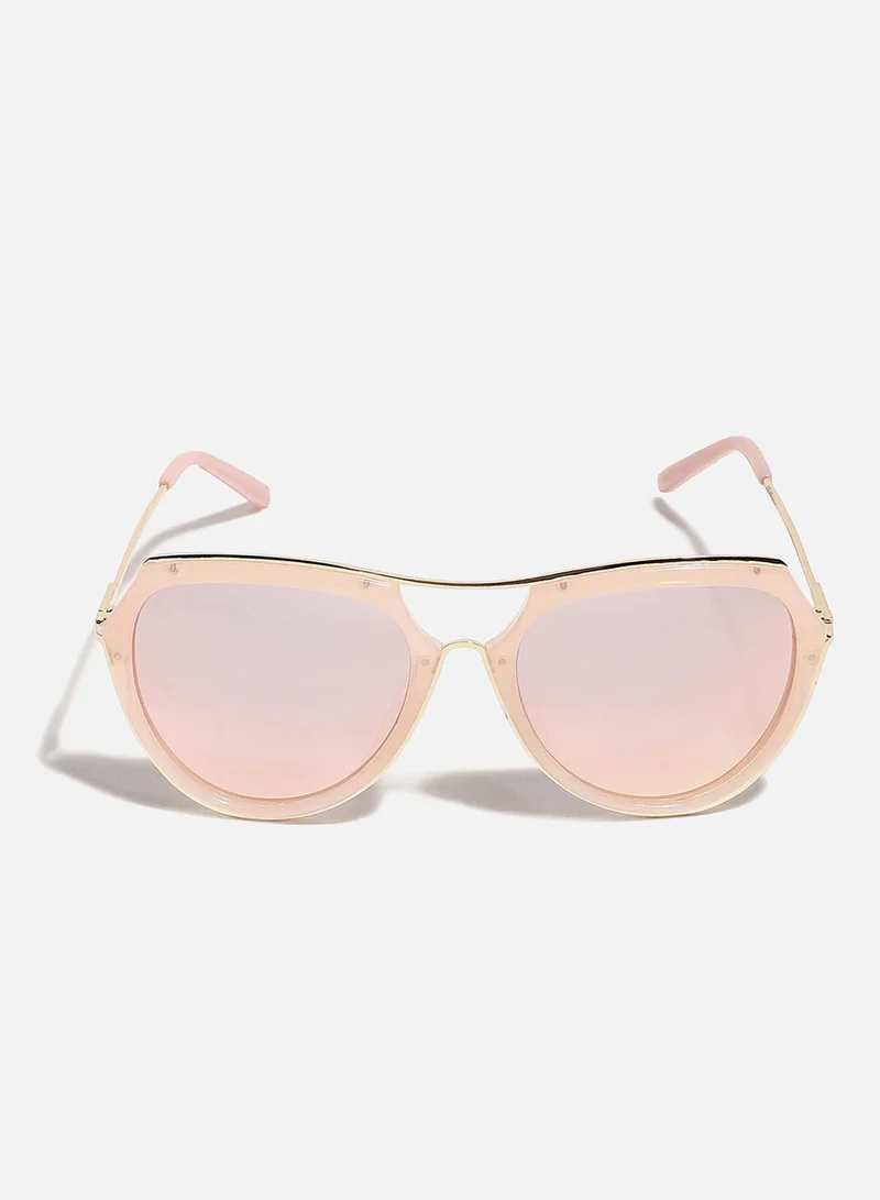 Haute Sauce Pink Tinted Lens Frame Oversized Sunglasses
