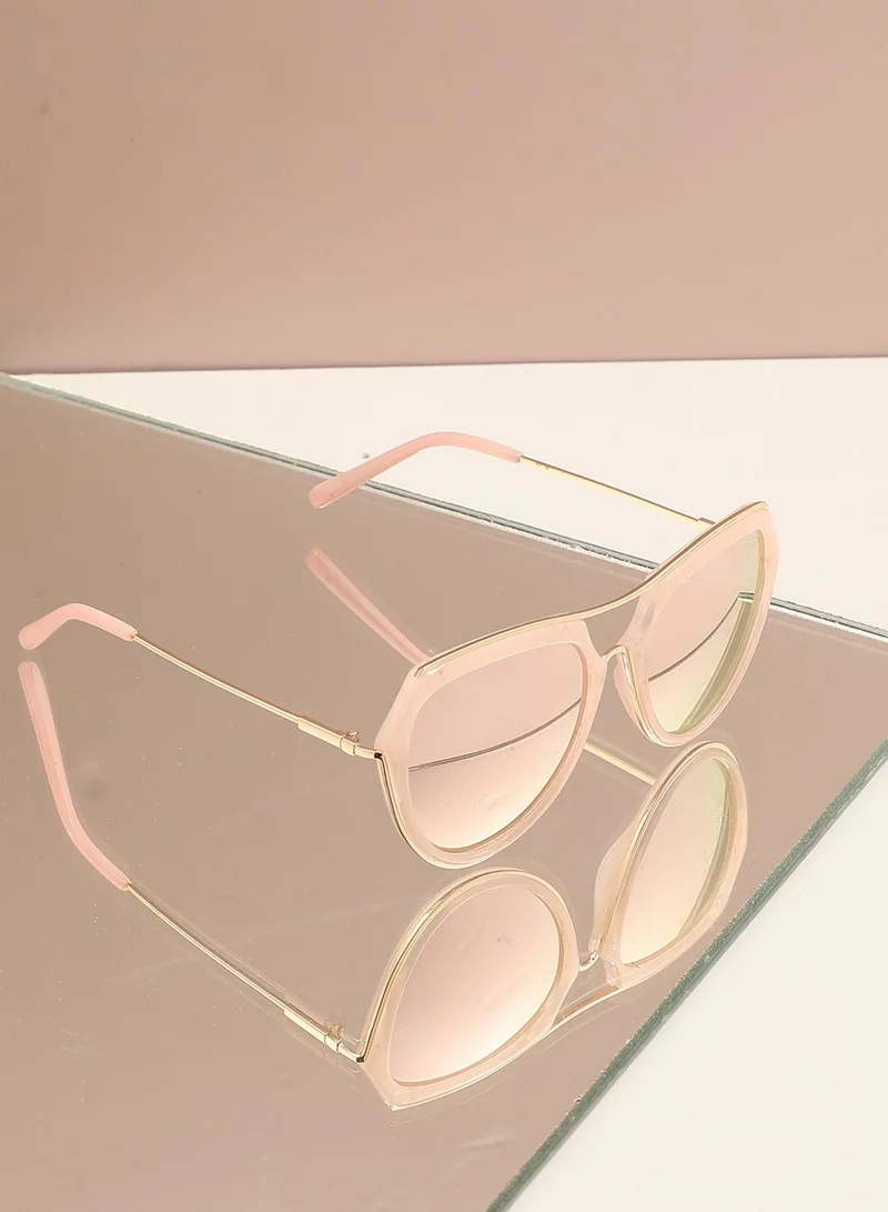 Haute Sauce Pink Tinted Lens Frame Oversized Sunglasses