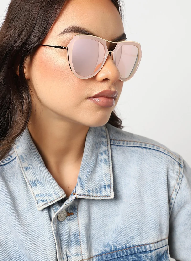 Haute Sauce Pink Tinted Lens Frame Oversized Sunglasses