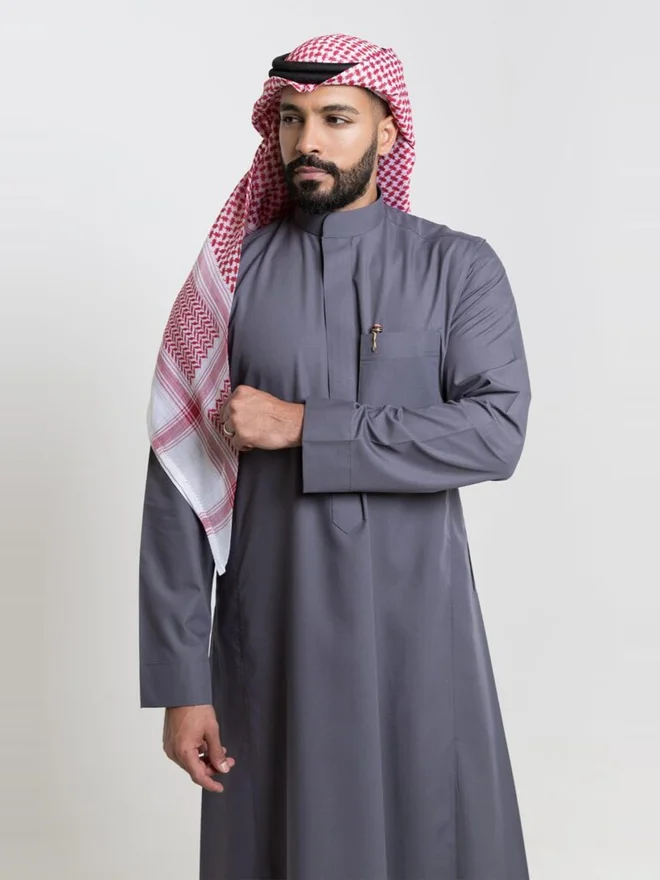 Alshiaka Grey Men Classic Summer Thobe, Grey - 62inches for Men | Best Price UAE
