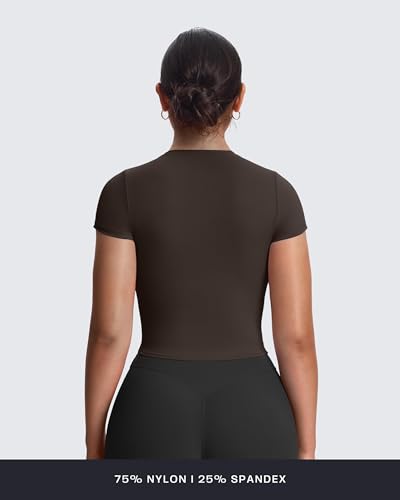 Aoxjox Womens Short Sleeve TShirts GEO Baby Tee Workout Gym Yoga Crop Top Without Builtin Bra Mulch Small - Image 3