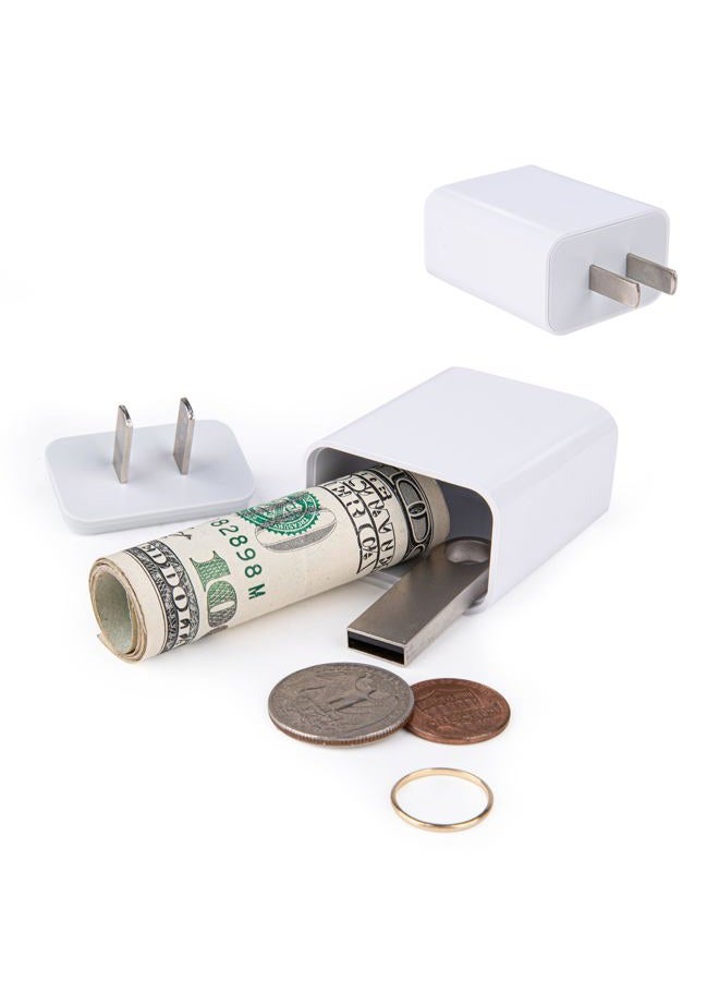BARGIFTS Plug Storage Realistic Looking Charger with Storage Hiding Places for Valuables Charger Diversion Safe, White - Image 1