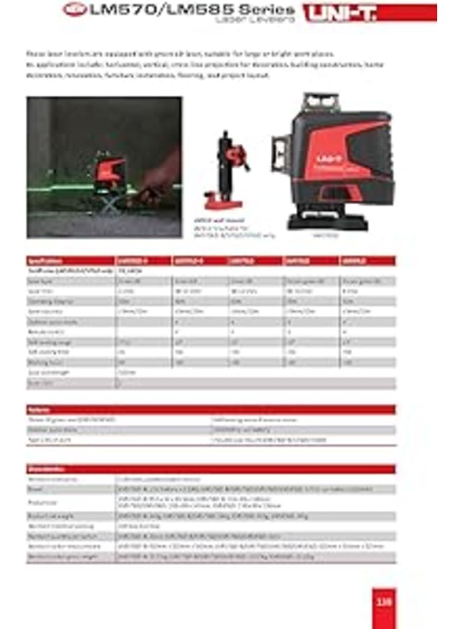 UNI-T LM570/585 Series Laser Levelers Osram LD Green Laser Outdoor Pulse Mode (LM573LD-II)