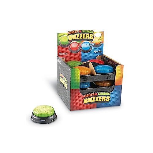 Learning Resources Lights and Sounds Buzzers Classroom Must Haves Supplies Sound Effect Button Family Game Shows for Trivia Participation Tools Boys and Girls Birthday Gifts - Image 1
