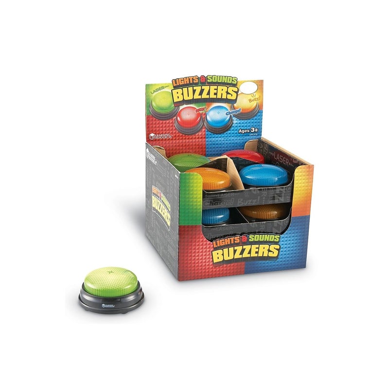 Learning Resources Lights and Sounds Buzzers Classroom Must Haves Supplies Sound Effect Button Family Game Shows for Trivia Participation Tools Boys and Girls Birthday Gifts - Image 3