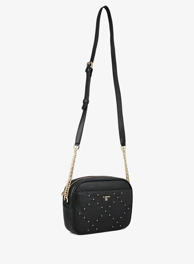 Da Milano black Serena Wax Leather Sling - Black  | Best Price UAE