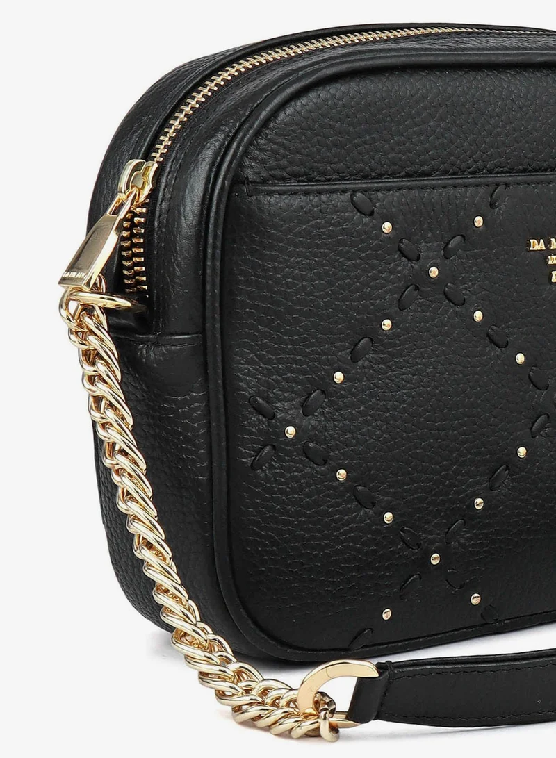 Da Milano black Serena Wax Leather Sling - Black  | Best Price UAE
