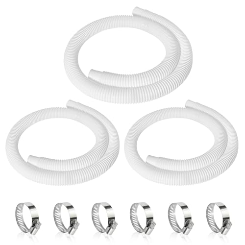 Picatu 3 Pcs 1.25" Pool Hose, 59" Long Accessory Pool Pump Replacement Hoses, Compatible with All Above Ground Pool Filter Pumps that Use 1 1/4 Diameter Hoses - Image 1
