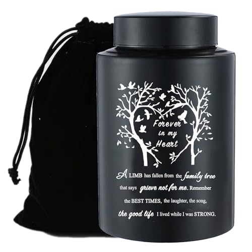 BRUKUSUR 9 Inches Large Urn for Human Ashes Stainless Black Cremation Urn Adult Urn Keepsake Urn Memorial Ashes Container Up to 220Ibs - Image 1
