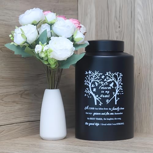 BRUKUSUR 9 Inches Large Urn for Human Ashes Stainless Black Cremation Urn Adult Urn Keepsake Urn Memorial Ashes Container Up to 220Ibs - Image 3